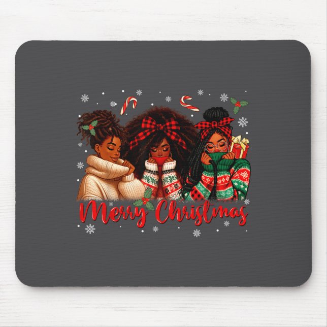 Black African Girl American Melanin Christmas Sant Mousepad (Vorne)