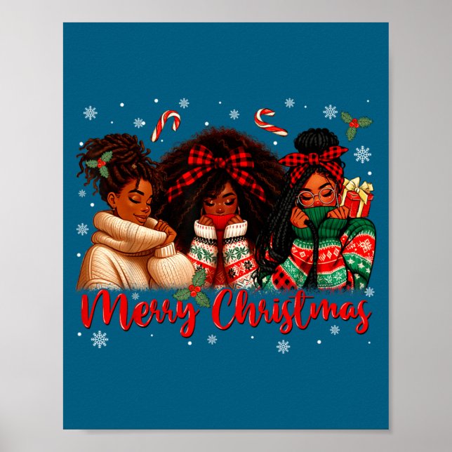 Black African Girl American Melanin Christmas Sant Poster (Vorne)