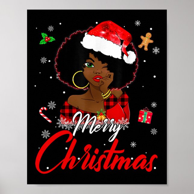 Black African Girl American Melanin Christmas Sant Poster (Vorne)