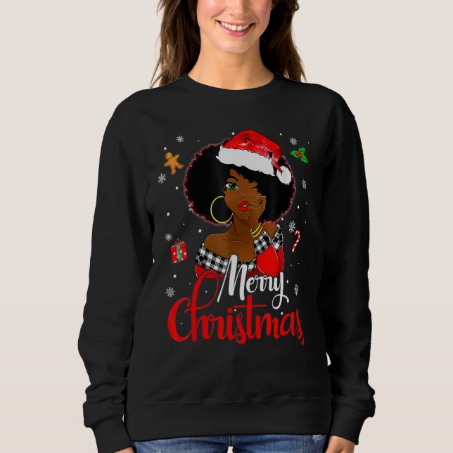 Black African Girl American Melanin Christmas Sant Sweatshirt (Vorderseite)