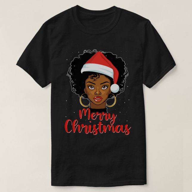 Black African Girl American Melanin Christmas Sant T-Shirt (Design vorne)
