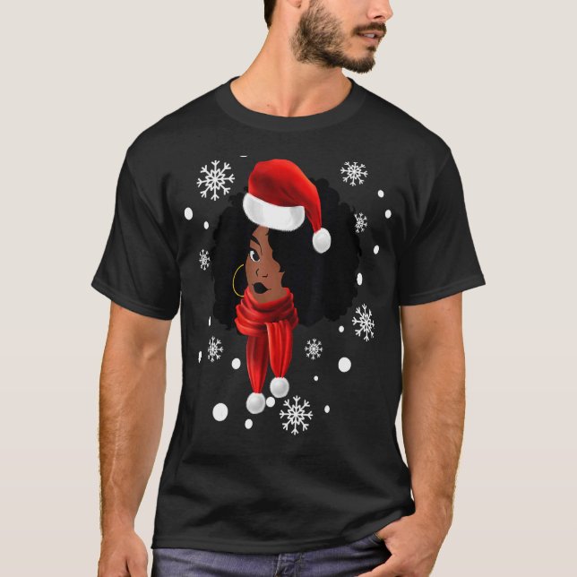 Black African Girl American Melanin Christmas Sant T-Shirt (Vorderseite)