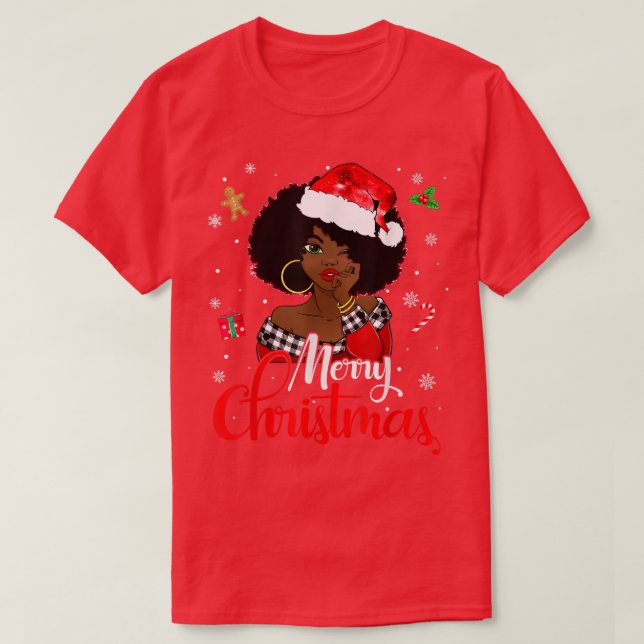 Black African Girl American Melanin Christmas Sant T-Shirt (Design vorne)