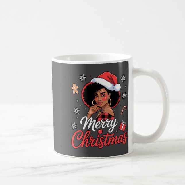 Black African Girl American Merry Christmas Santa  Kaffeetasse (Rechts)
