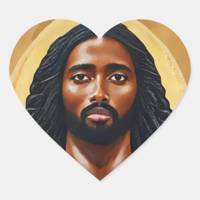 Black African Jesus Christ Religious Art Herz-Aufkleber (Vorderseite)