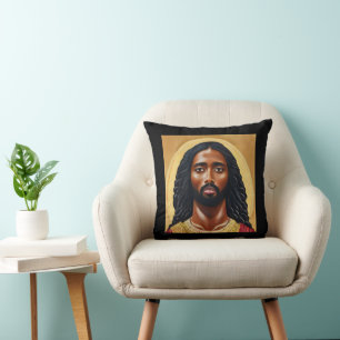 Black African Jesus Christ Religious Art Kissen