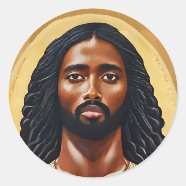 Black African Jesus Christ Religious Art Runder Aufkleber (Vorderseite)
