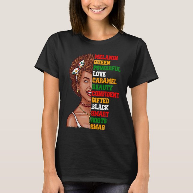 Black African Queen Words Girl Afro Natural Hair M T-Shirt (Vorderseite)