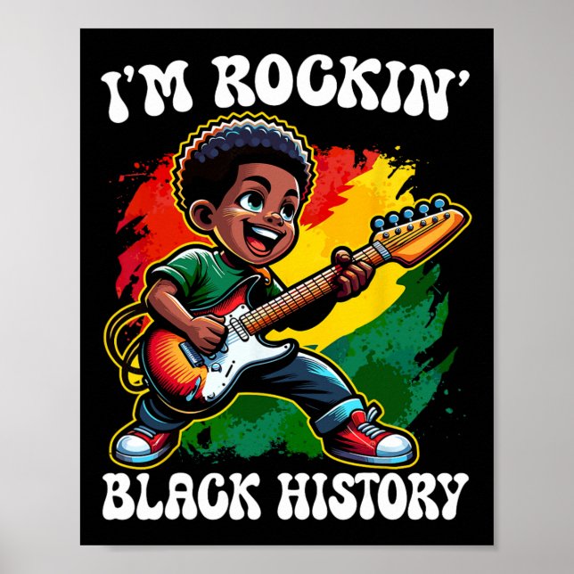 Black Afro Boy Ich bin Rockin Black History Month  Poster (Vorne)