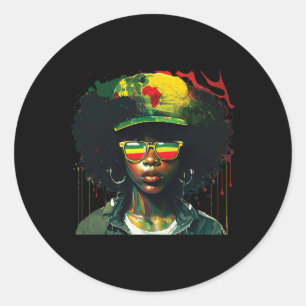 Black Afro Queen Melanin Dripping African Women J Runder Aufkleber