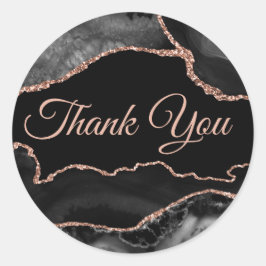 Black agate elegante danke runder aufkleber