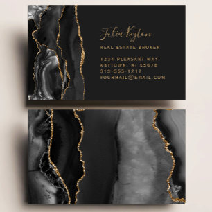 Black Agate Geode Gold Glitzer Real Anwesen Visitenkarte