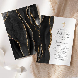 Black Agate Gold Glitzer Erste Heilige Kommune Einladung