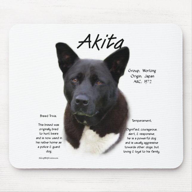Black Akita History Design Mousepad (Vorne)