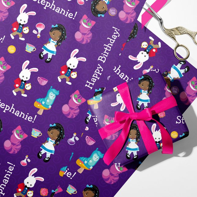 Black Alice Wunderland Personalisiert Wrapping Pap Geschenkpapier (Von Creator hochgeladen)