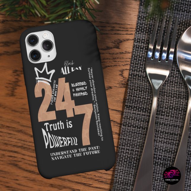 Black All Day 24/7 Slogan Graphic Case-Mate iPhone Hülle (Truth is powerful. Keep it close.)