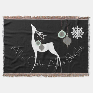 Black All is Calm All is Bright Deer Holiday Threa Decke