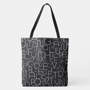 Black Alphabet Letter Fashion Tasche