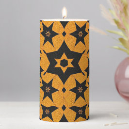 Black & amber abstract geometric pattern 1287 stumpenkerze