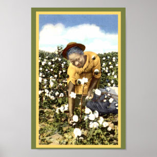 Black America Vintage Cotton Field Woman Poster