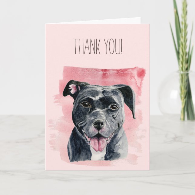 Black American Bulldog Watercolor | Danke (Vorderseite)