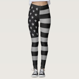 Black American Flag Modern Edgy Monochrome Leggings