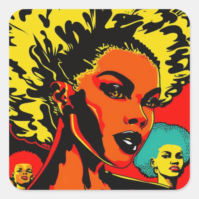 Black American Pop Art Stickers (Vorderseite)