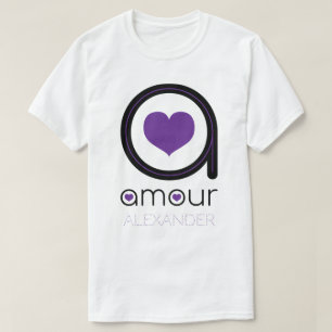 Black Amour Liebe, Lila Herz, Name Personalisiert T-Shirt