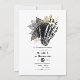 Black an Gold Floral Gothic Bridesmaids Luncheon Einladung