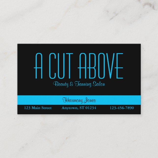 Black and Aqua Blue Business Card Visitenkarte (Vorderseite)