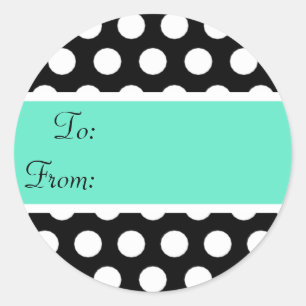 Black and Aqua Polka Dot Aufkleber