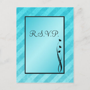 Black and Aqua Stripe R.S.V.P Postkarte