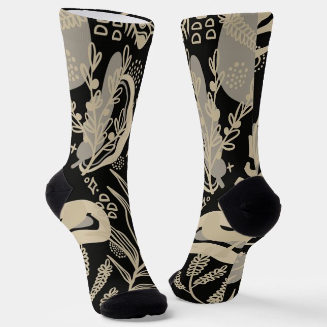 Black and Biege Geschenk für sie Socken (Gewinkelt)