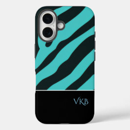 Black and Blue Abstract Personalized Name iPhone 16 Hülle