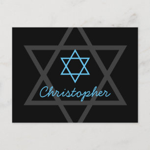 Black and Blue Bar Mitzvah Vielen Dank Postkarte