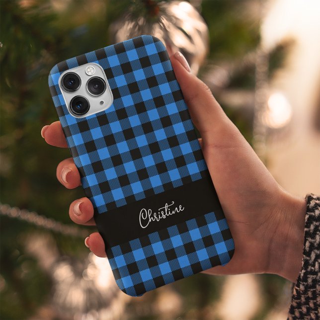 Black and Blue Buffalo Kariert Personalisiert Case-Mate iPhone Hülle (Von Creator hochgeladen)