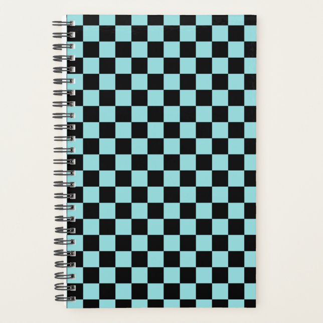 Black and Blue Checkered Pattern Notebook Planner Planer (Vorderseite)