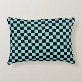 Black and Blue Checkered Pattern Throw Pillow Dekokissen