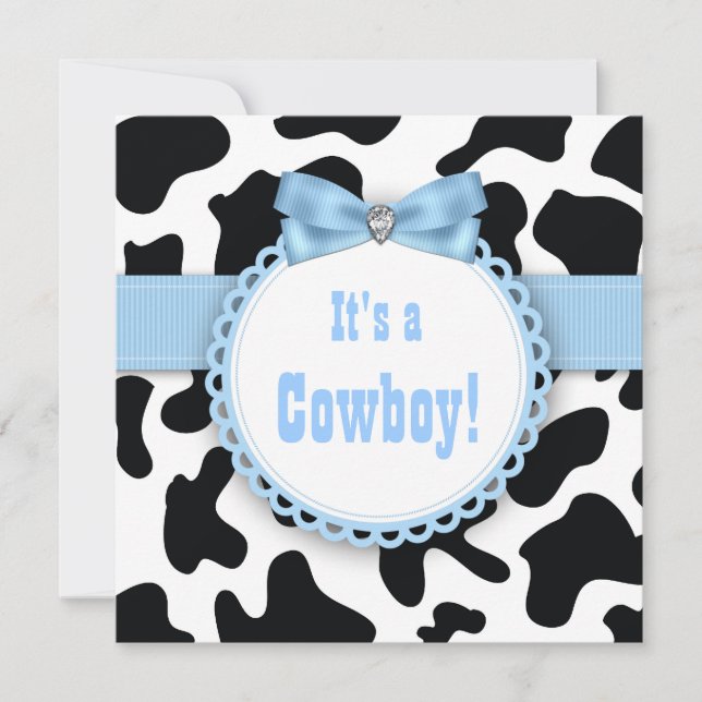 Black and Blue Cowboy Baby Boy Dusche Einladung (Vorderseite)