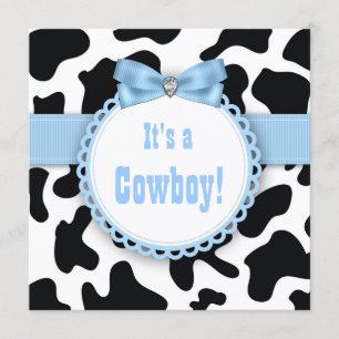 Black and Blue Cowboy Baby Boy Dusche Einladung