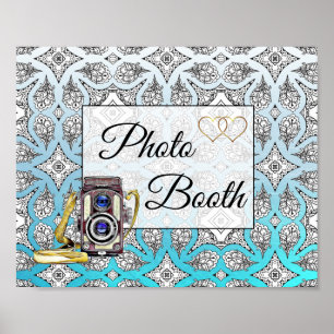 Black and Blue Foto Booth Wedding Sign Poster