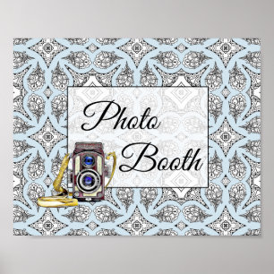 Black and Blue Foto Booth Wedding Sign Poster
