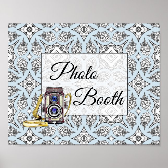 Black and Blue Foto Booth Wedding Sign Poster (Vorne)