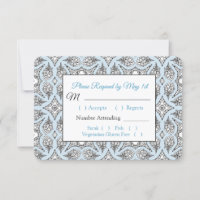 Black and Blue Mandala Wedding RSVP-Karte
