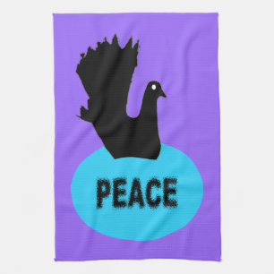 Black and Blue Peace Dove Kitchtuch Handtuch