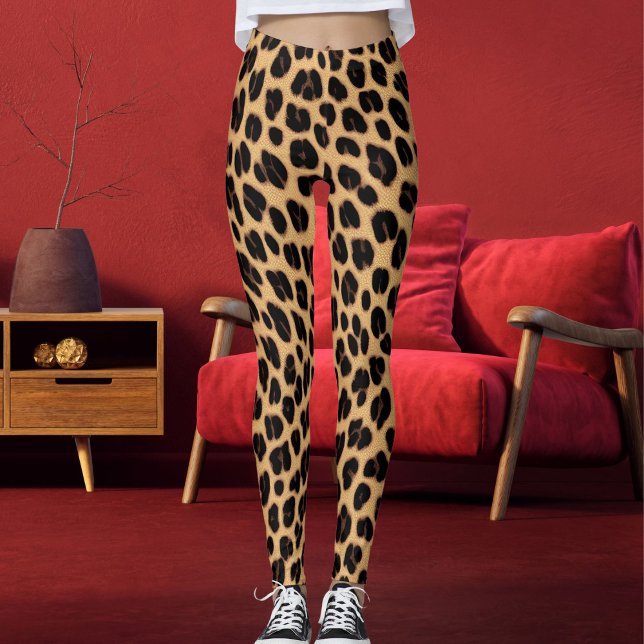 Black And Brown Spots Pattern Safari Leopard Skin Leggings (Von Creator hochgeladen)