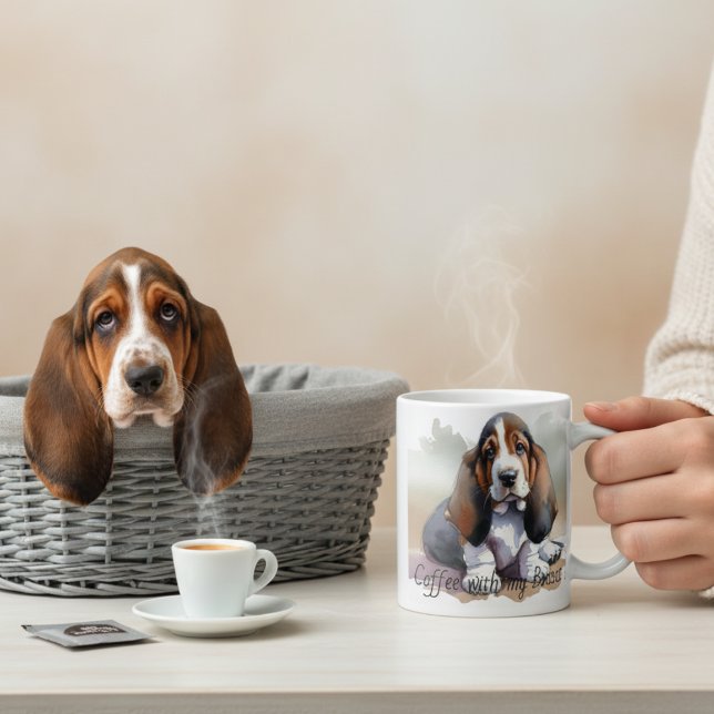 Black and Browns ''Basset Pup Personalize Kaffeetasse (Von Creator hochgeladen)