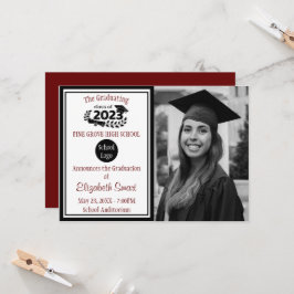 Black and Burgundy Class of 2023 Abschluss Einladung