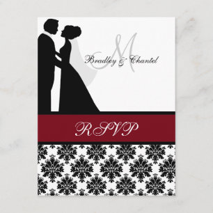 Black and Cranberry Wedple RSVP Card