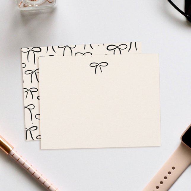 Black and Cream Simple Bow Personal Stationery Mitteilungskarte (Von Creator hochgeladen)